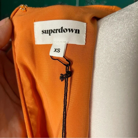 NWT Superdown Orange Selene Wrap Dress V-Neck Long Sleeves Front Tie Size XS - Picture 7 of 10